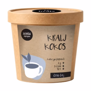 Lonček jazbičaj črnega čaja Kralj kokos